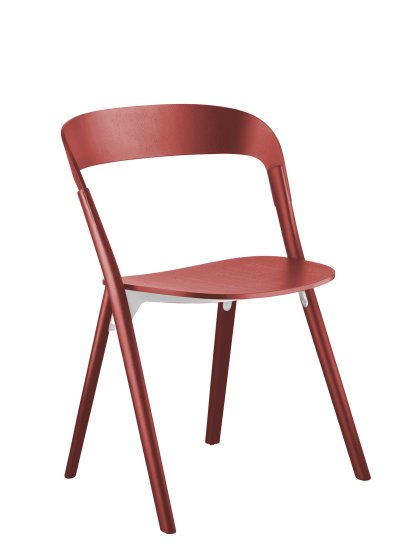 Chaise Pila, Frêne laqué rouge