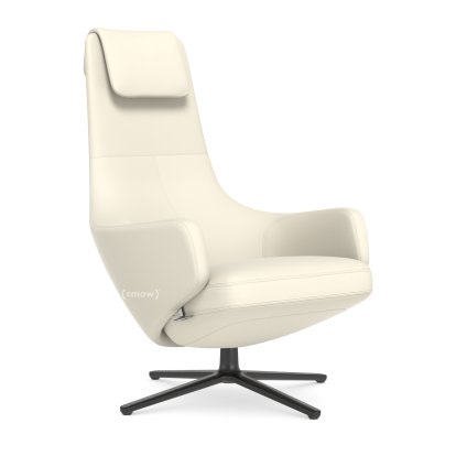 Fauteuil Repos, Fauteuil Repos, Cuir Premium F snow, 45 cm, Noir basic