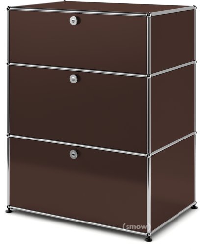 Commode USM Haller avec 3 tiroirs, H 95 + 4 x L 58 x P 50 cm, Marron USM