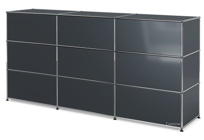 Comptoir d’accueil USM Haller version 1, Anthracite RAL 7016, 225 cm (3 éléments), 50 cm
