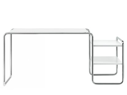 Bureau S 285/1 - S 285/2 Bauhaus, Hêtre laqué à pores ouverts blanc pur, S 285/1: 2 étagères à l'extérieur, à droite