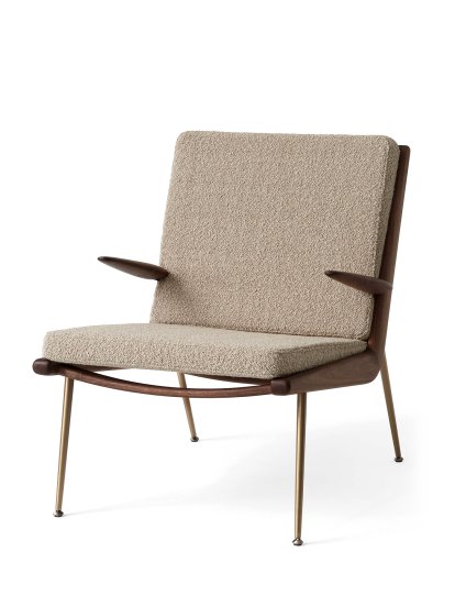 Fauteuil Lounge Boomerang HM2, Karakorum, Noix huilée, Avec accoudoirs