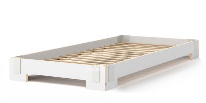 Lit empilable Tagedieb, 90 x 200 cm, Blanc, Avec sommier flexible