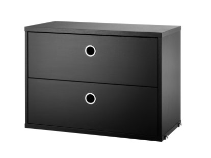 Caisson à tiroirs String System, 58 x 30 cm, Placage frêne noir