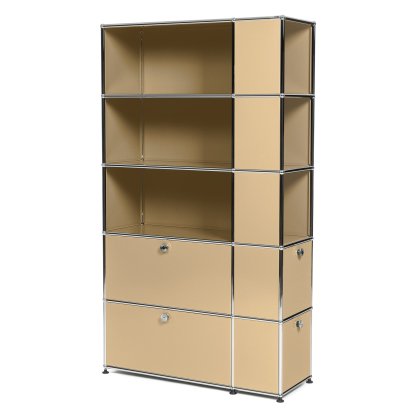 Bibliothèque USM Haller avec compartiments latéraux, Beige USM