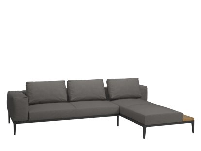Canapé Grid Lounge, Accotoir à gauche, Granite, Avec housse de protection imperméable