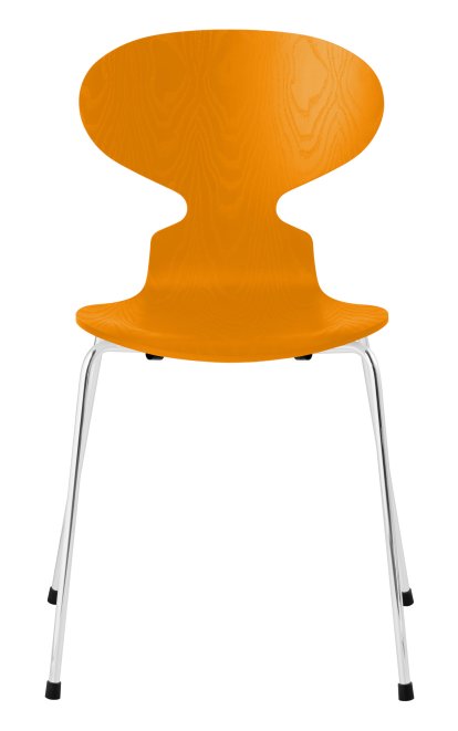 Chaise Fourmi (Ant), Frêne coloré, Jaune brûlé, Chromé