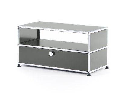 Meuble bas Lowboard TV USM Haller avec porte coulissante, Gris moyen RAL 7005