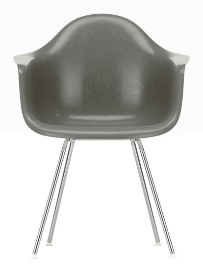 Eames Fiberglass Armchair DAX, Eames raw umber, Chromé