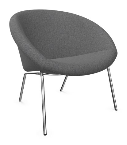 Fauteuil 369 , Tissu Gaia argent, Chromé brillant