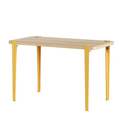 Table à manger Lobo Tiptoe, Finition chêne, Jaune brioche