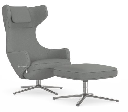 Fauteuil Grand Repos, Fauteuil Grand Repos & Ottoman, Tissu Cosy 2 Gris galet, 40 cm, Poli