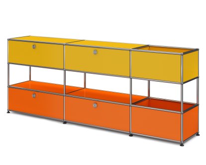 Buffet USM Haller pour enfants L avec boîtes de rangement, Bicolore, Jaune or RAL 1004 - Orange pur RAL 2004, Avec portes abattantes