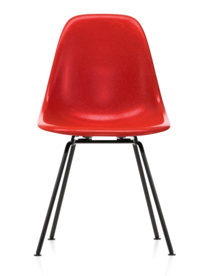 Eames Fiberglass Chair DSX, Eames classic red, Finition époxy basic dark lisse
