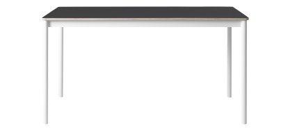 Table Base, L 140 x L 80 cm, Linoléum noir avec bord en contreplaqué, Blanc