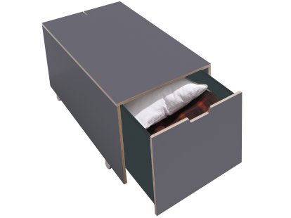Tiroir de lit 16, L 103,1 x L 46,8, Mélaminé anthracite avec bords bouleau, Comfort (avec roulettes)