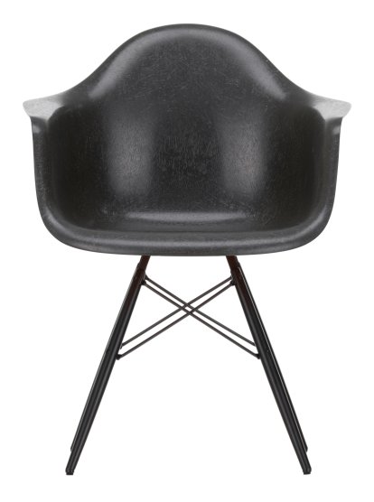 Eames Fiberglass Armchair DAW, Eames elephant hide grey, Érable noir