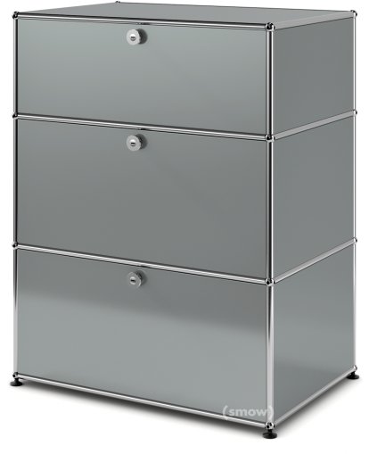 Commode USM Haller avec 3 tiroirs, H 95 + 4 x L 58 x P 50 cm, Gris moyen RAL 7005
