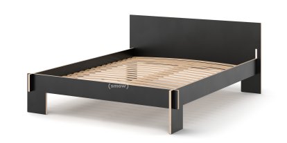 Lit Siebenschläfer, 160 x 200 cm, Avec tête de lit, Noir, Avec sommier flexible