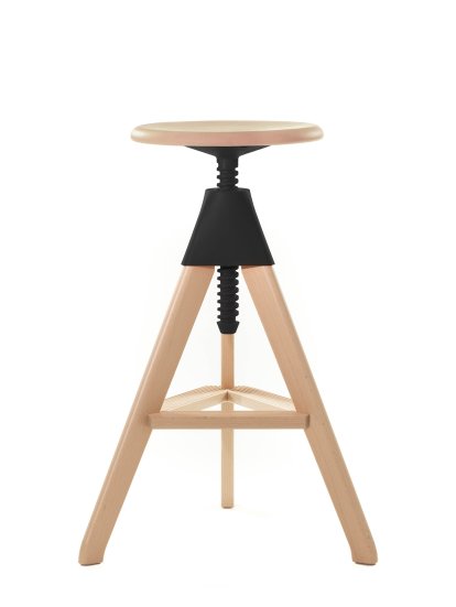 Tabouret Tom & Jerry - The Wild Bunch, Tom - h 70-86 cm, Hêtre naturel - noir