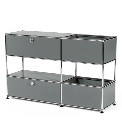 Buffet USM Haller pour enfants M avec boîtes de rangement, Monochrome, Gris moyen RAL 7005, Avec  porte abattante