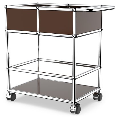 USM Haller chariot à boissons à étages avec compartiments, Marron USM, Durs pour tapis