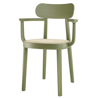 Chaise 118 F, Hêtre teinté vert olive / naturel