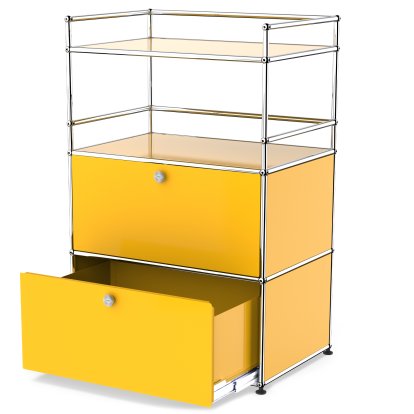 USM Haller meuble mini-bar, Jaune or RAL 1004, Avec porte abattante et porte coulissante (incl. cadre métallique)