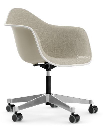 Eames Plastic Armchair PACC, Galet, Rembourrage intégral, Gris chaud / ivoire