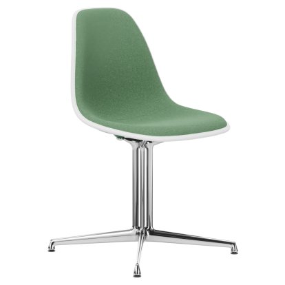 Eames Plastic Side Chair DSL, Vert émeraude, Rembourrage intégral, Vert / ivoire, Aluminium poli