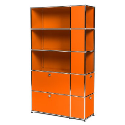 Bibliothèque USM Haller avec compartiments latéraux, Orange pur RAL 2004