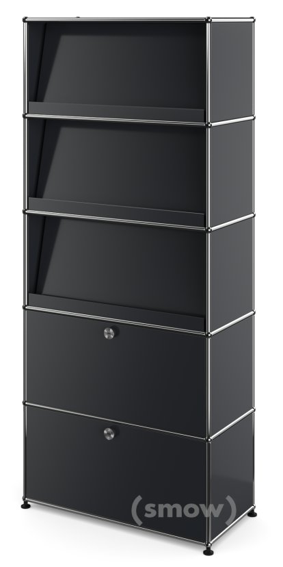Étagère USM Haller avec 3 présentoirs inclinés, Anthracite RAL 7016