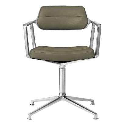 Chaise pivotante Swivel 453, Cuir vert bosco, Poli