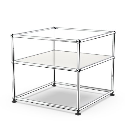 USM Haller table d'appoint Type 2, Verre, Blanc pur RAL 9010
