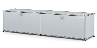 Meuble bas Lowboard L USM Haller avec deux portes abattantes, Argent mat USM