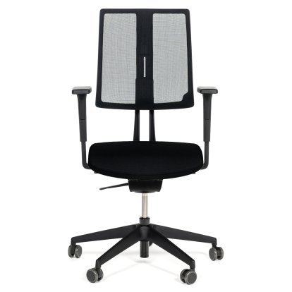 Chaise de bureau pivotante Equo, Noir, Filet, Xtreme Plus (PG0), Noir YS009, C30 KST avec réglage de la profondeur d'assise, Standard 100 mm, Avec accoudoirs, Avec roulettes dures