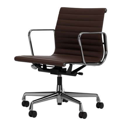 Aluminium Chair EA 117, Poli, Cuir (Standard), Marron