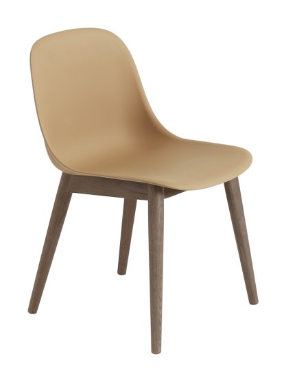 Chaise Fiber Side Wood, Ocre / marron foncé