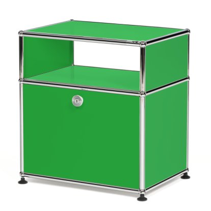 USM Haller Table de nuit avec porte abattante et étagère intermédiaire, Vert USM