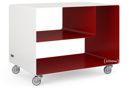 Caisson à roulettes R 106, Bicolore   , Blanc pur (RAL 9010) - Rouge rubis (RAL 3003), Roulettes industrielles
