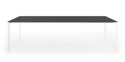 Table extensible Maki, L 209-283 x L 90 cm, Fenix noir avec bord noir, Aluminium laqué blanc