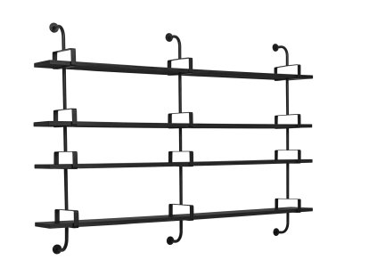 Étagère murale Démon, L 215 x H 140 cm, Frêne teinté noir
