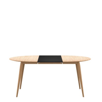 Table PLAYdinner Ronde, Chêne huilé blanc, L 120-170 cm, MDF noir