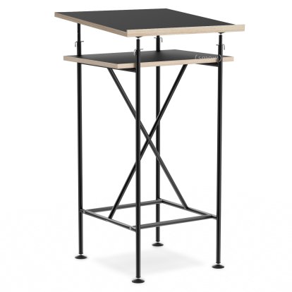 Pupitre Milla, 50cm, Noir, Linoleum noir (Forbo 4023) avec bords chêne
