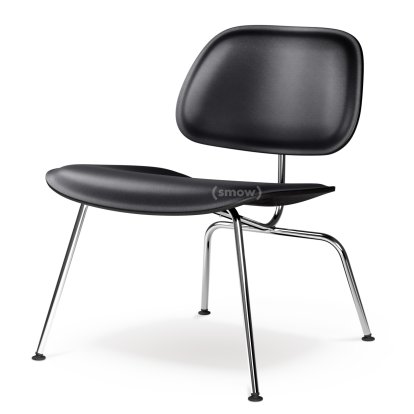 Fauteuil LCM / LCM Leather, Frêne noir, assise cuir nero, Poli chromé