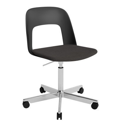 Chaise pivotante Layout 143 avec assise rembourrée, Noir / Mode 005, Aluminium poli