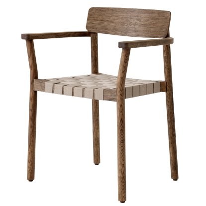 Chaise Betty TK9, Chêne fumé huilé / lin naturel, Avec accoudoirs
