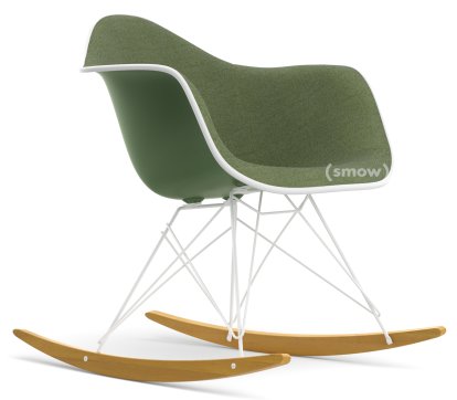 Eames Plastic Armchair RE RAR avec rembourrage, Forêt, Rembourrage intégral, Ivoire / forêt, Blanc, Blanc/érable nuance de jaune