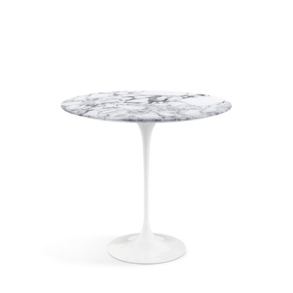 Table d'appoint ovale Saarinen, Blanc, Marbre Arabescato (blanc avec tons gris)