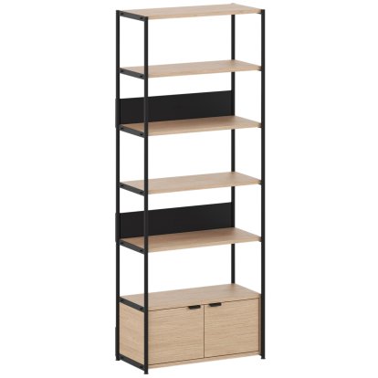 Étagère Unit en bois, 215 cm , 1 x porte double, Chêne / Noir graphite